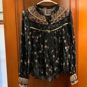 Free people Paloma printed blouse in black combo